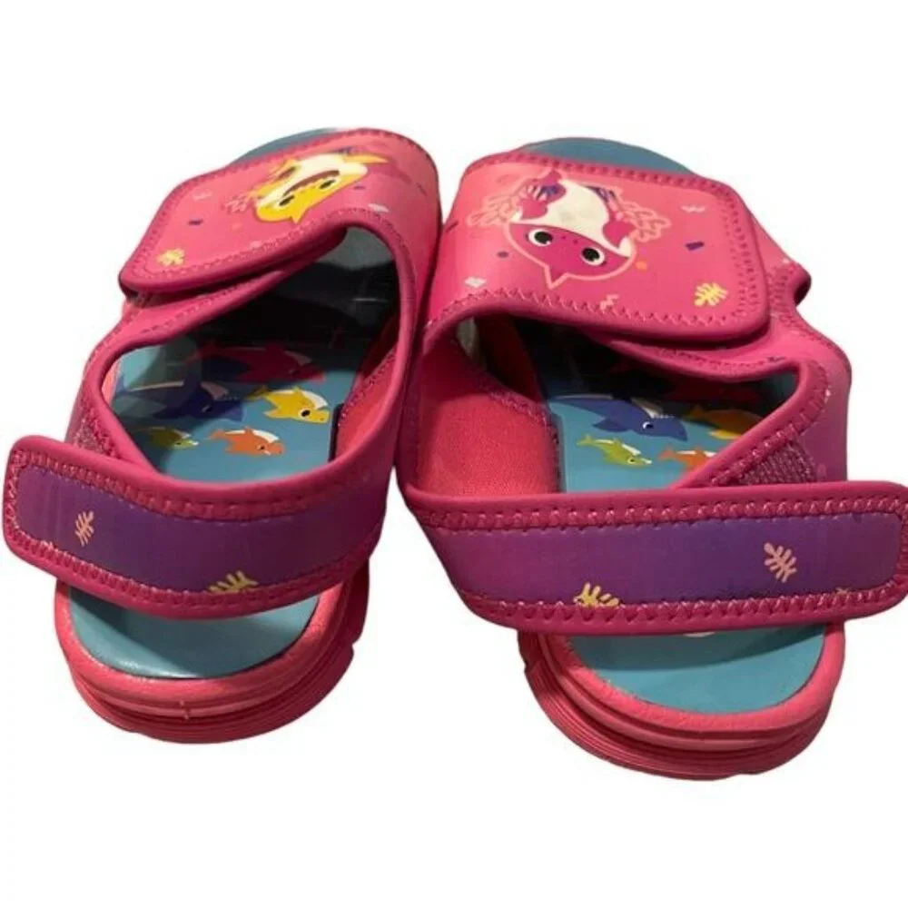 Toddler Girls Baby Shark Size 9/10 Ankle Strap Sandals Nick Jr.